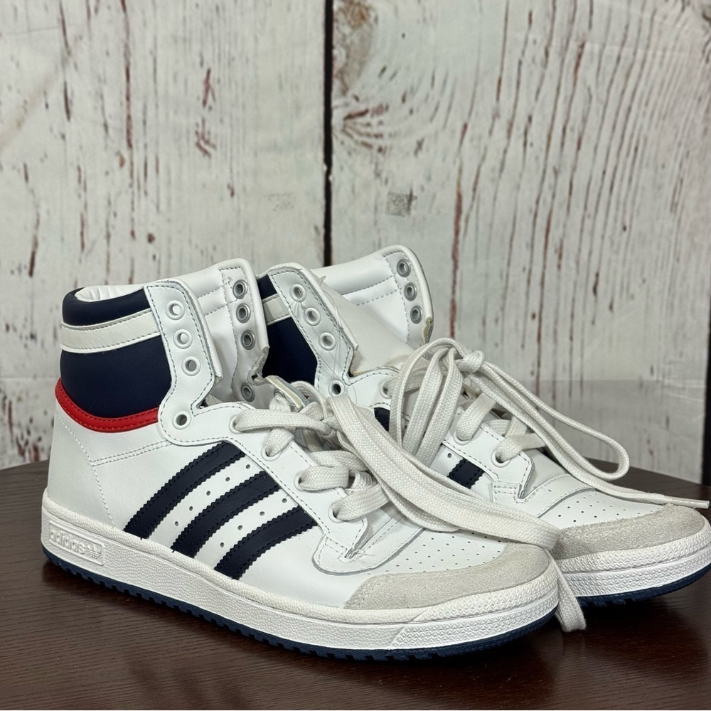 ADIDAS TOP TEN White and Navy High-Top juniors Sneakers Size 6 youth, 7.5 womens